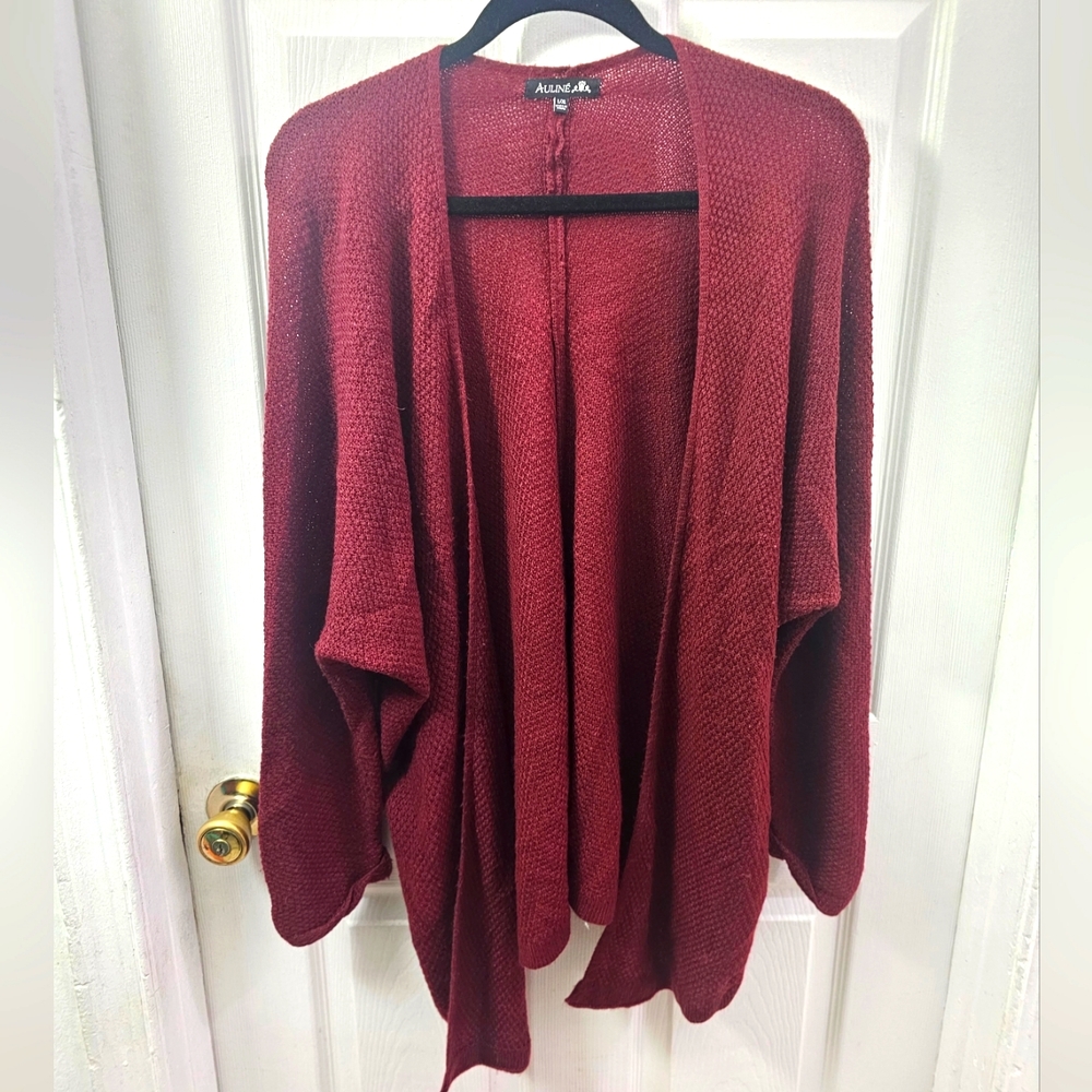 Auliné Collection Women's Casual Open Front Loose Drape Knit Cardigan Sweater